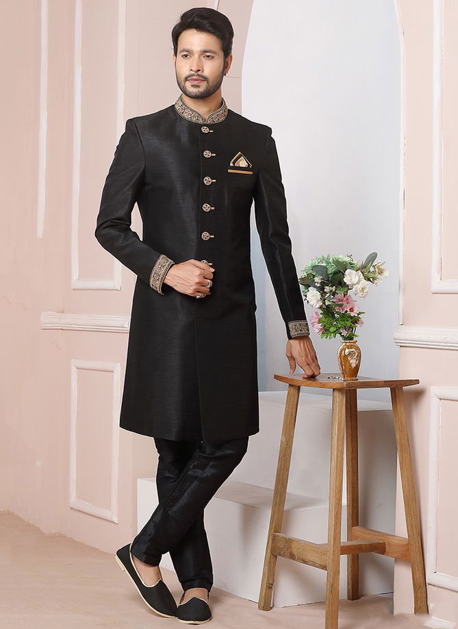 Ethnic Wear Banarasi Silk Wholesale Sherwani Collection